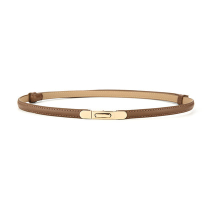 Women's Thin Genuine Leather Dress Simple Suit Coat Waist Belt