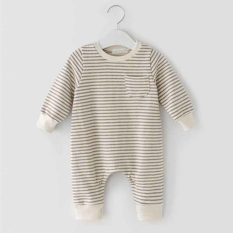 Male And Female Baby Striped Long-sleeved Jumpsuit - MIQ Store