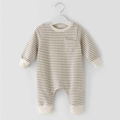 Male And Female Baby Striped Long-sleeved Jumpsuit - MIQ Store