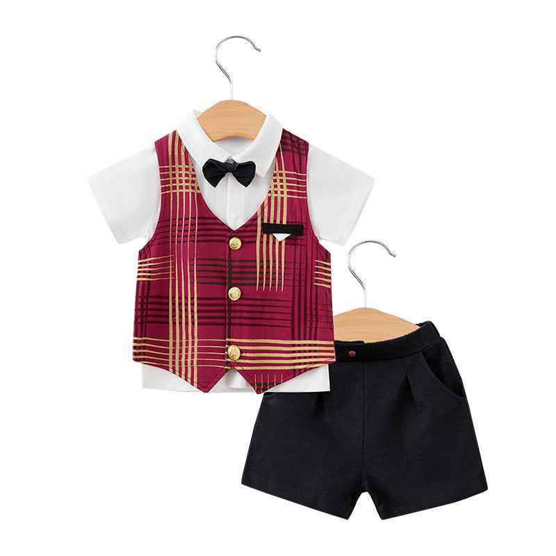 Summer Short-sleeved Children's Gentleman Two-piece Suit Male Baby Clothes - MIQ Store