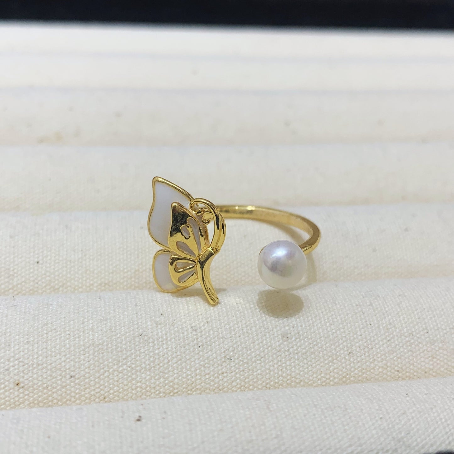 Fashion Freshwater Pearl Ring Colorful Painting Oil Flowers
