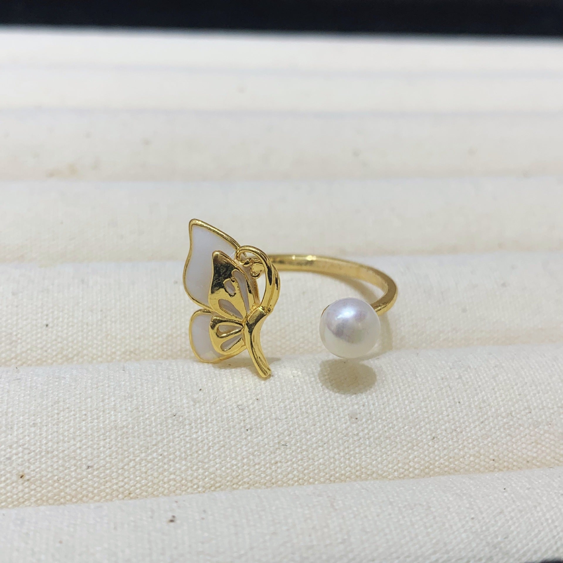 Fashion Freshwater Pearl Ring Colorful Painting Oil Flowers