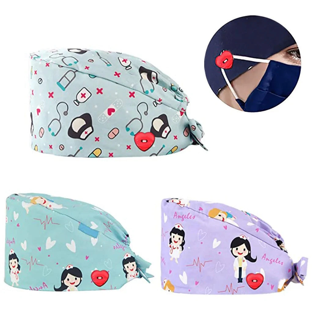 Cotton Printed Surgical Caps For Men And Women