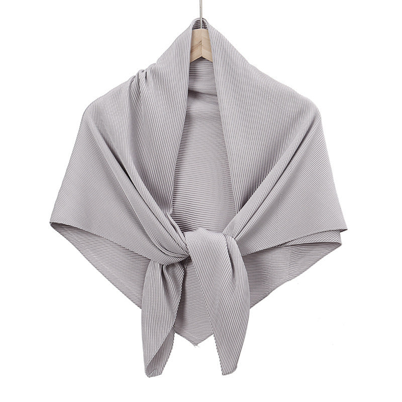Solid Color Satin Crumpled Large Kerchief Fashion Scarf