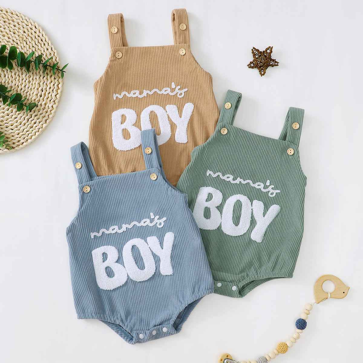 Male And Female Baby Corduroy Suspender Towel Embroidery - MIQ Store
