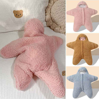 Baby Starfish Lamb Velvet Sleeping Bag Comfortable Newborn Baby Male And Female Baby Outing Winter Quilt Plus Cotton Thickening - MIQ Store