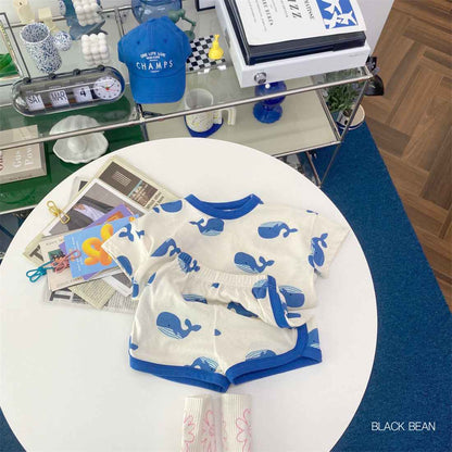 New Baby Cartoon Printing Suit Male And Female Baby