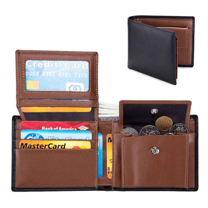 Soft Cowhide Trifold Wallet Men's Multi-functional