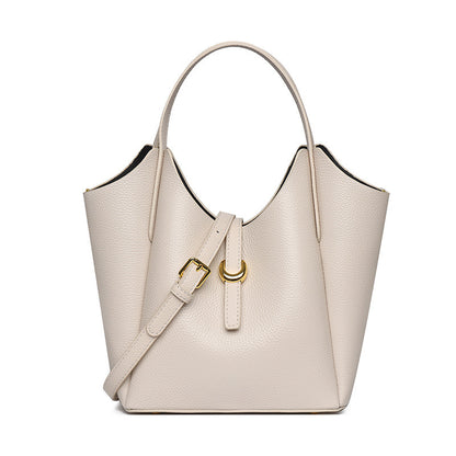 Genuine Leather Women's Large Capacity Hand Holding Bucket Bag