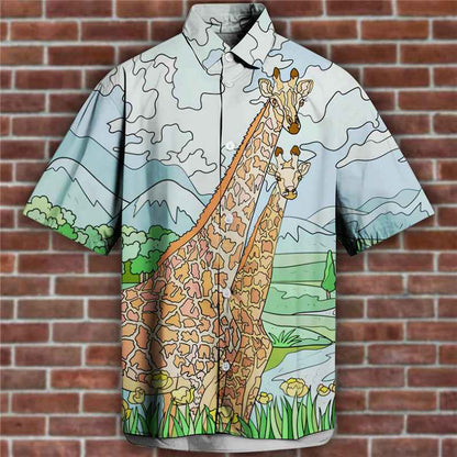 3D Personalized Printing T-shirt Summer Loose Short Sleeve Lapel Shirt Casual Streetwear Clothing For Men