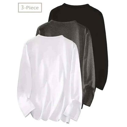 3 Pack Womens Plus Size Long Sleeve Shirts Crew Neck Basic Tee Tops Loose Fit Fall Outfits For Women 1X-5X