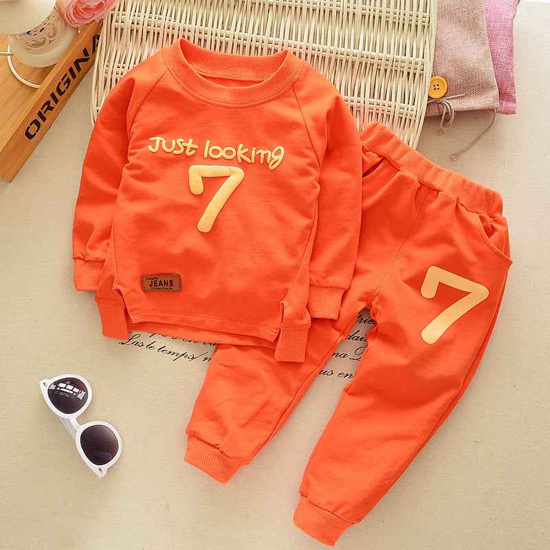 Alphanumeric 7 suit male and female baby two-piece suit - MIQ Store