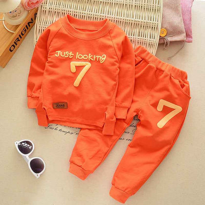 Alphanumeric 7 suit male and female baby two-piece suit - MIQ Store