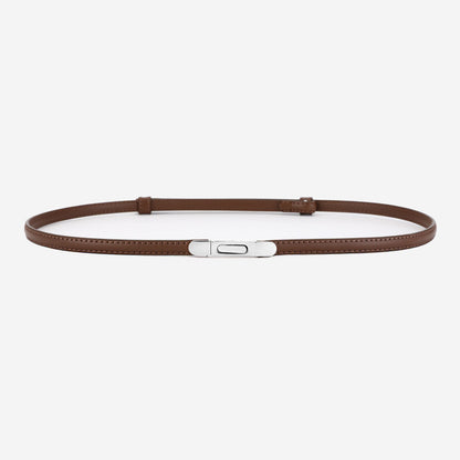 Women's Thin Genuine Leather Dress Simple Suit Coat Waist Belt