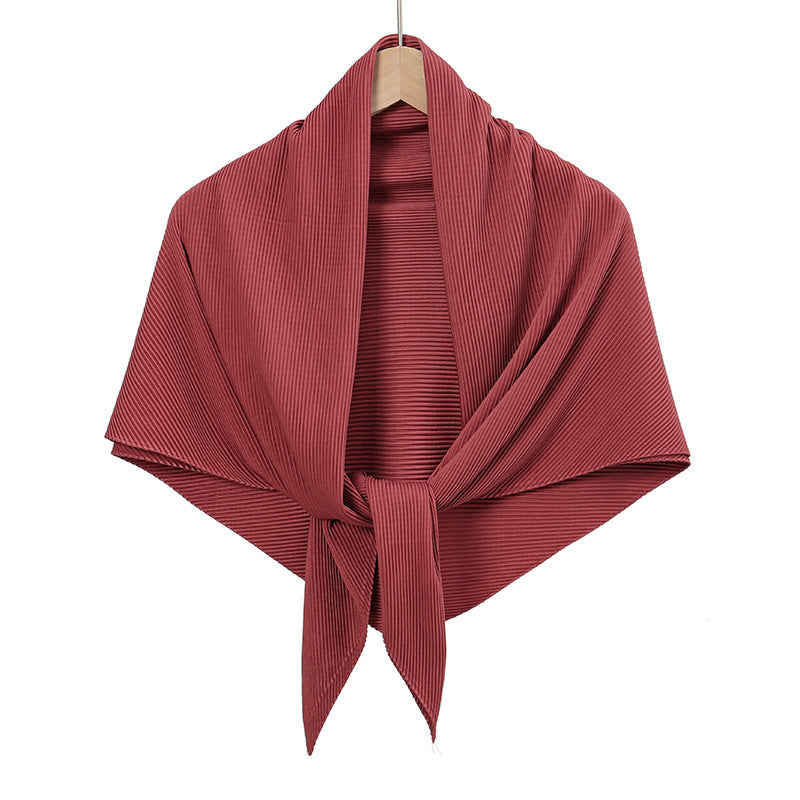Solid Color Satin Crumpled Large Kerchief Fashion Scarf