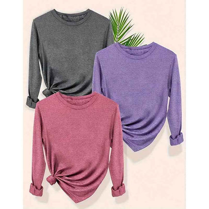 3 Pack Womens Plus Size Long Sleeve Shirts Crew Neck Basic Tee Tops Loose Fit Fall Outfits For Women 1X-5X