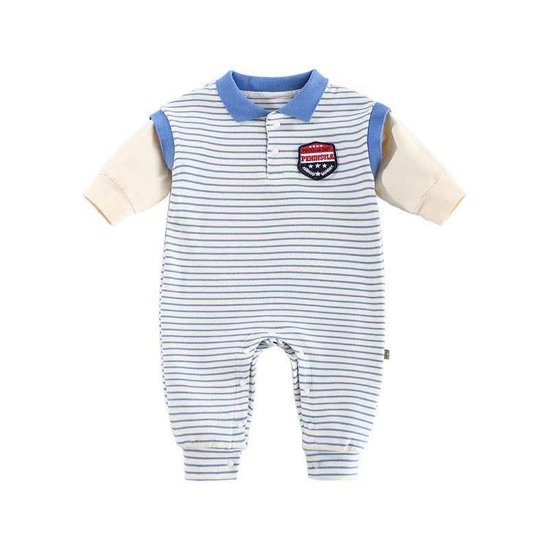 Baby Onesies Striped Male Baby Newborn Clothes Baby Autumn Clothes - MIQ Store
