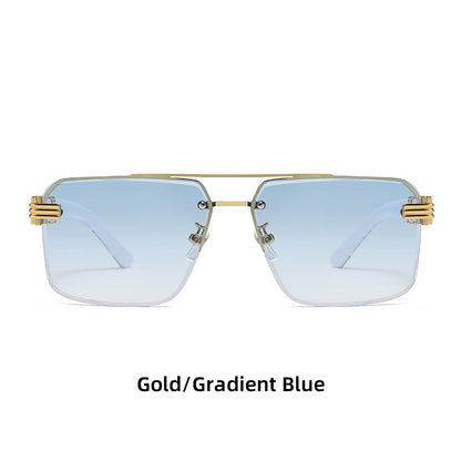 Women's Square Trimmed Frameless Sunglasses With Large Frame