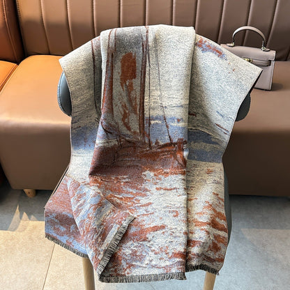 Winter Shawl Scarf Women's Oil Painting Sailing Shawl