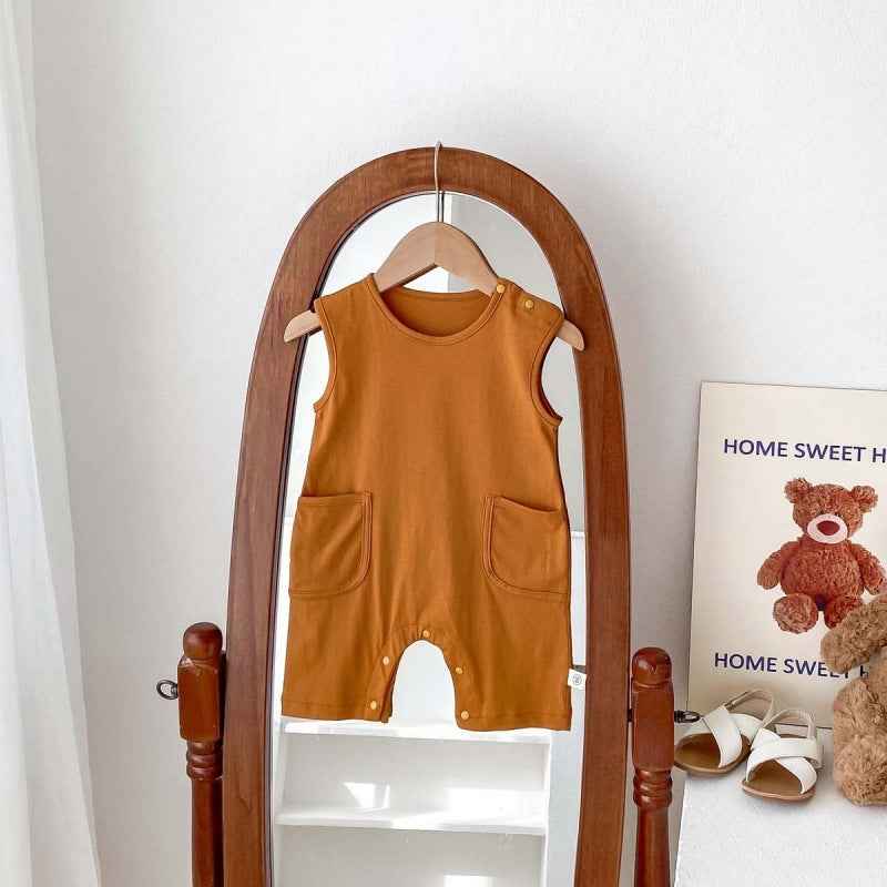 Summer Baby Jumpsuit Nordic Style Male And Female Baby Solid Color Sleeveless Vest - MIQ Store