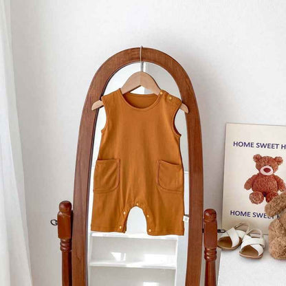 Summer Baby Jumpsuit Nordic Style Male And Female Baby Solid Color Sleeveless Vest - MIQ Store