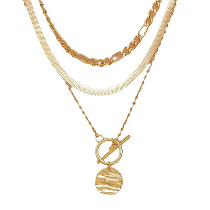 Fashion European And American Style Coin Wafer Pendant Snake Bones Chain