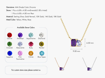 Rectangular Teardrop Zircon Simple Necklace