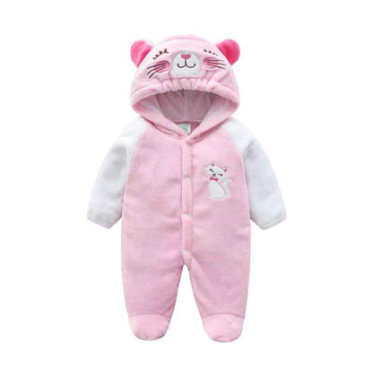 Baby Cow Hooded Crawling Clothes Flannel One Piece Clothes 0 1 Male And Female Baby Outerwear - MIQ Store