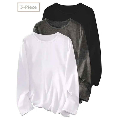 3 Pack Womens Plus Size Long Sleeve Shirts Crew Neck Basic Tee Tops Loose Fit Fall Outfits For Women 1X-5X