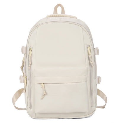 Women's Large Capacity Versatile Solid Color Schoolbag