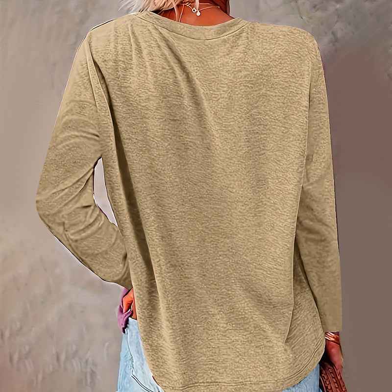 4 Pack Women's Solid Color Casual Set Round Neck Long Sleeve Tops For Spring&Fall