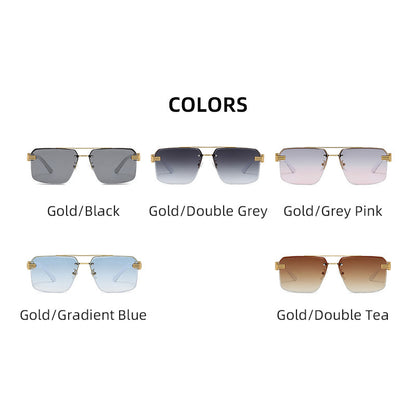 Women's Square Trimmed Frameless Sunglasses With Large Frame