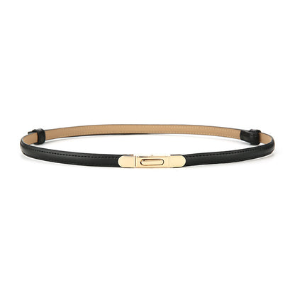 Women's Thin Genuine Leather Dress Simple Suit Coat Waist Belt