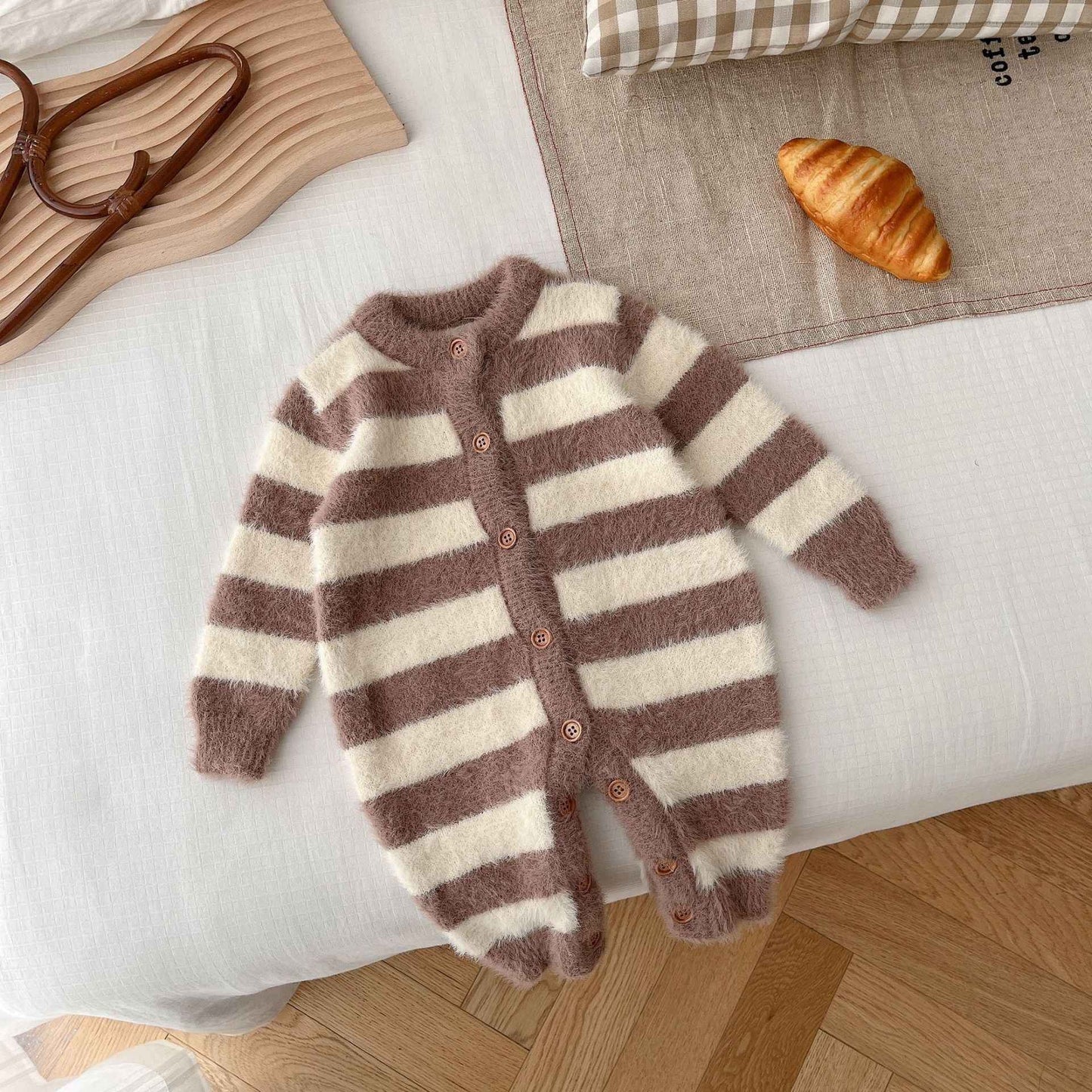Baby Jumpsuit Baby Mink Fur Striped Romper