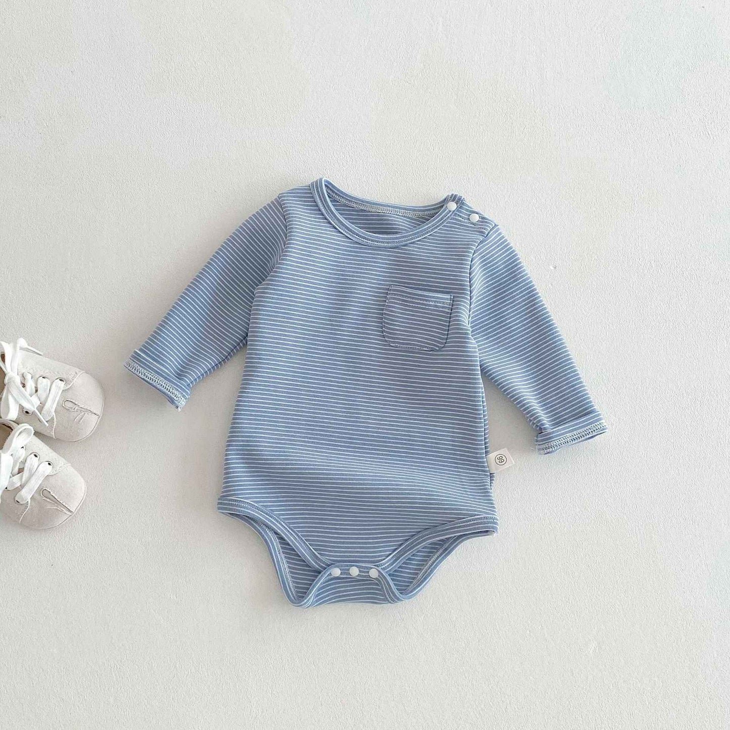 Striped Triangle Rompers Male And Female Baby Long Sleeve Jumpsuit