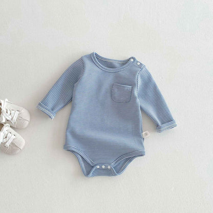 Striped Triangle Rompers Male And Female Baby Long Sleeve Jumpsuit