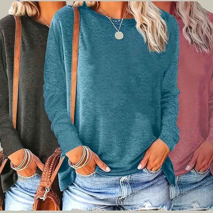 3 Pack Womens Plus Size Long Sleeve Shirts Crew Neck Basic Tee Tops Loose Fit Fall Outfits For Women 1X-5X