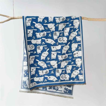 Cream Sweet Cat Artificial Cashmere Scarf Women's Autumn And Winter Korean Style