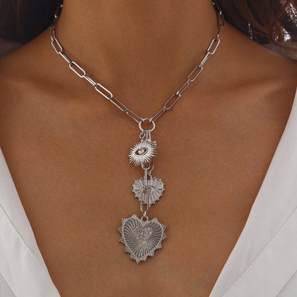 Cold Wind Heart-shaped Alloy Pendant Clavicle Chain