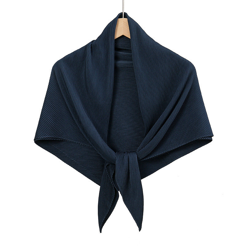 Solid Color Satin Crumpled Large Kerchief Fashion Scarf