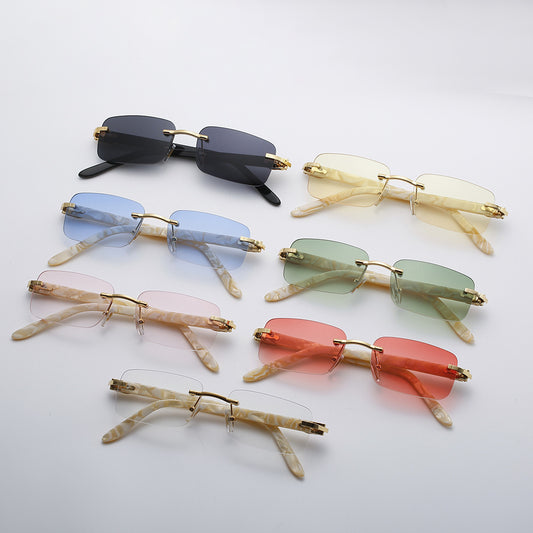 Small Square Frameless Acetate Sunglasses