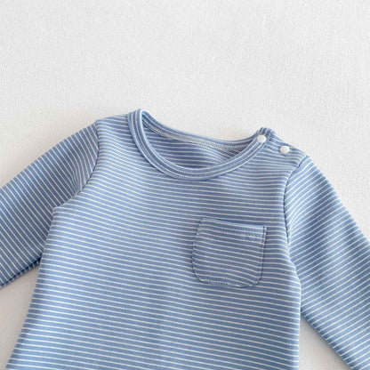 Striped Triangle Rompers Male And Female Baby Long Sleeve Jumpsuit - MIQ Store