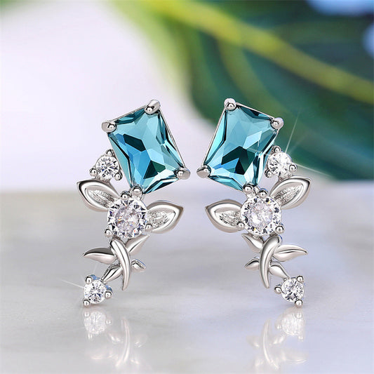 Geometric Irregular Zircon Stud Earrings For Women