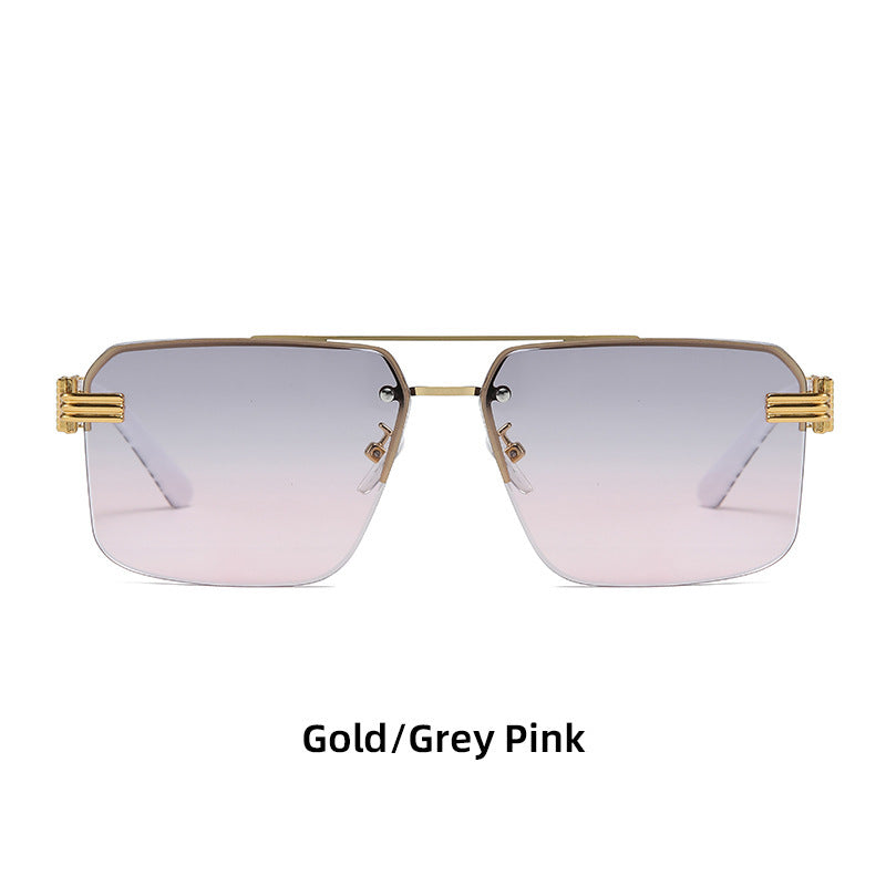 Women's Square Trimmed Frameless Sunglasses With Large Frame
