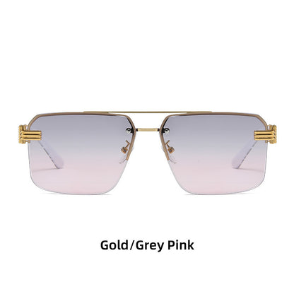 Women's Square Trimmed Frameless Sunglasses With Large Frame