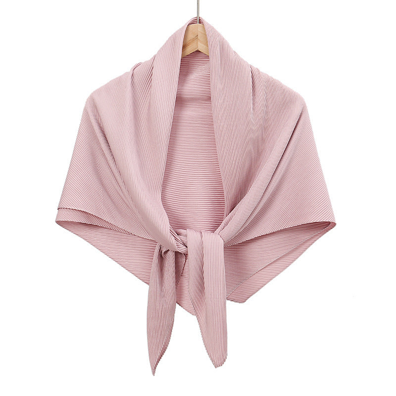 Solid Color Satin Crumpled Large Kerchief Fashion Scarf