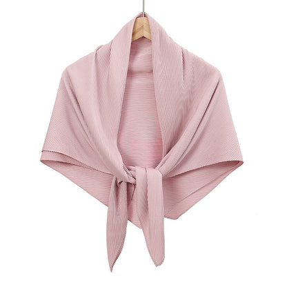 Solid Color Satin Crumpled Large Kerchief Fashion Scarf