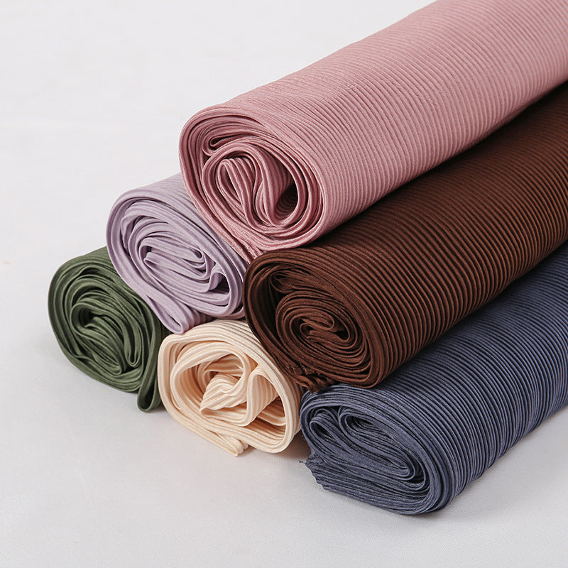 Solid Color Satin Crumpled Large Kerchief Fashion Scarf