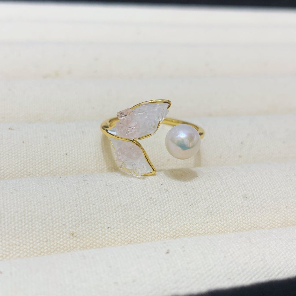 Fashion Freshwater Pearl Ring Colorful Painting Oil Flowers