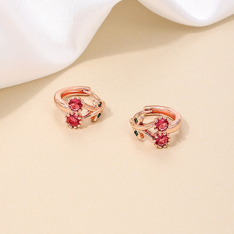 Summer Bowknot Small Cherry Versatile Daily Commute Female Earrings